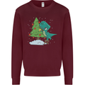 Funny T-Rex Christmas Tree Dinosaur Mens Sweatshirt Jumper Maroon