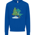 Funny T-Rex Christmas Tree Dinosaur Mens Sweatshirt Jumper Royal Blue