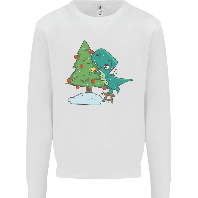 Funny T-Rex Christmas Tree Dinosaur Mens Sweatshirt Jumper White