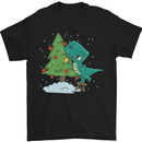 Funny T-Rex Christmas Tree Dinosaur Mens T-Shirt Cotton Gildan Black