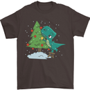 Funny T-Rex Christmas Tree Dinosaur Mens T-Shirt Cotton Gildan Dark Chocolate