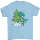 Funny T-Rex Christmas Tree Dinosaur Mens T-Shirt Cotton Gildan Light Blue