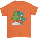 Funny T-Rex Christmas Tree Dinosaur Mens T-Shirt Cotton Gildan Orange