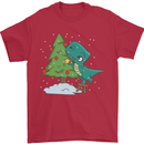 Funny T-Rex Christmas Tree Dinosaur Mens T-Shirt Cotton Gildan Red