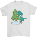 Funny T-Rex Christmas Tree Dinosaur Mens T-Shirt Cotton Gildan White