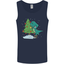Funny T-Rex Christmas Tree Dinosaur Mens Vest Tank Top Navy Blue