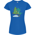Funny T-Rex Christmas Tree Dinosaur Womens Petite Cut T-Shirt Royal Blue