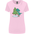 Funny T-Rex Christmas Tree Dinosaur Womens Wider Cut T-Shirt Light Pink