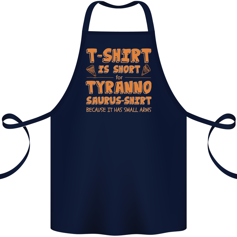 Funny T-Rex Dinosaur Cotton Apron 100% Organic Navy Blue