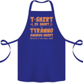 Funny T-Rex Dinosaur Cotton Apron 100% Organic Royal Blue