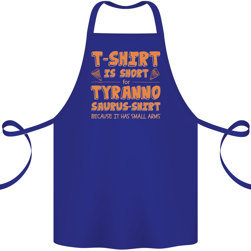 Funny T-Rex Dinosaur Cotton Apron 100% Organic Royal Blue