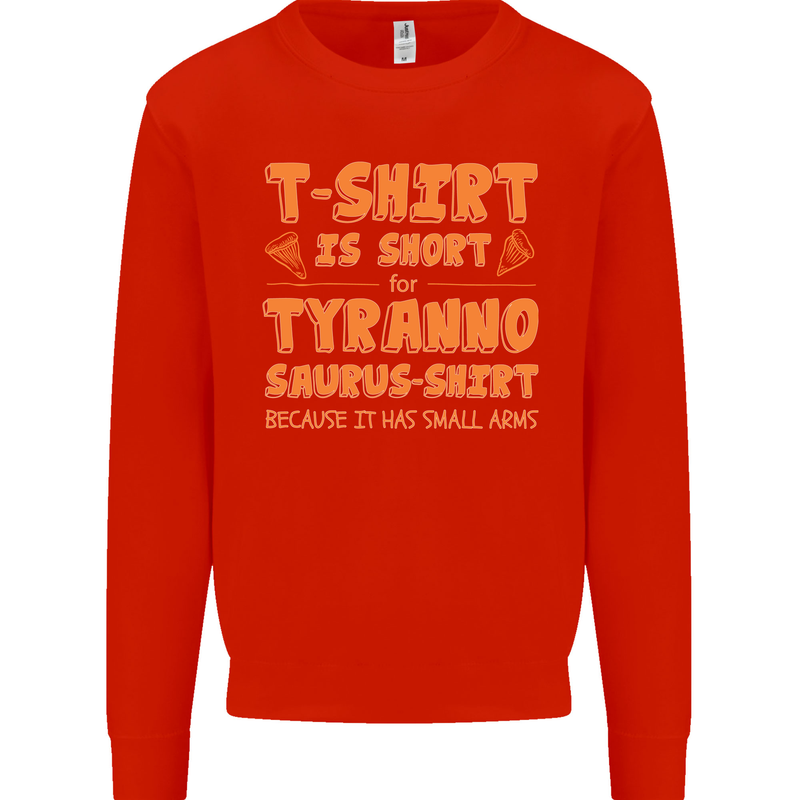 Funny T-Rex Dinosaur Kids Sweatshirt Jumper Bright Red