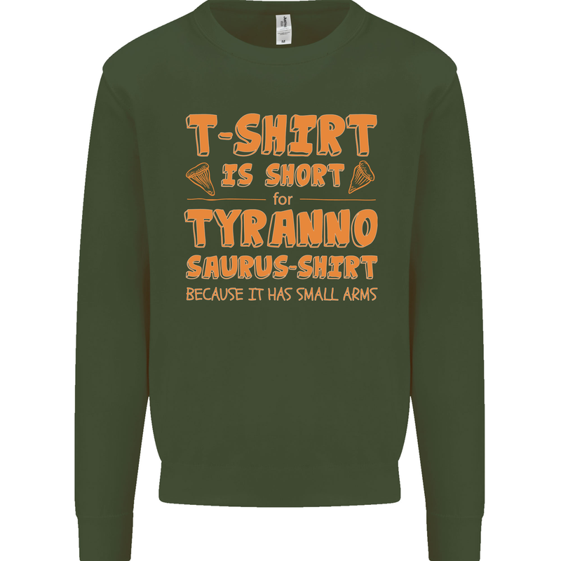 Funny T-Rex Dinosaur Kids Sweatshirt Jumper Forest Green