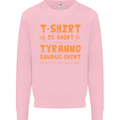 Funny T-Rex Dinosaur Kids Sweatshirt Jumper Light Pink