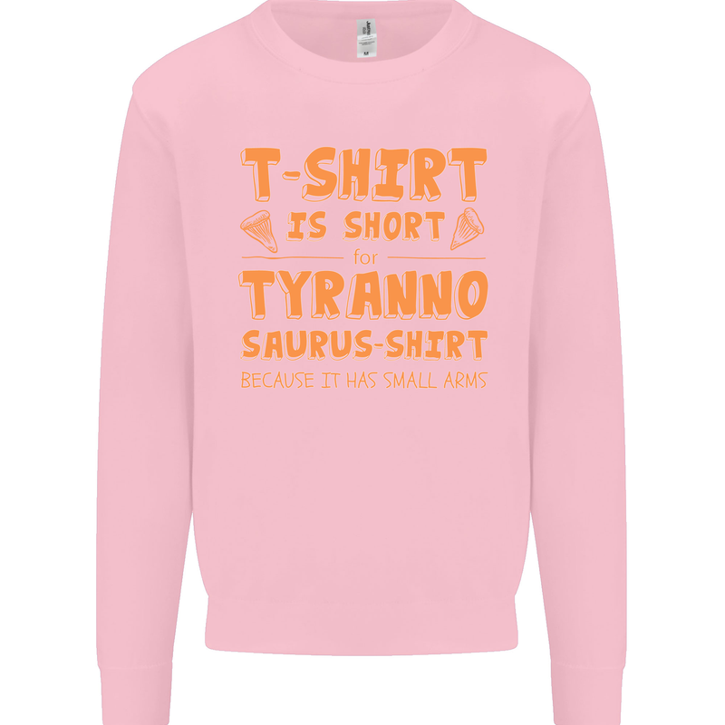 Funny T-Rex Dinosaur Kids Sweatshirt Jumper Light Pink