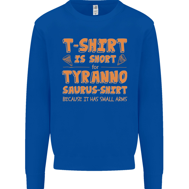 Funny T-Rex Dinosaur Kids Sweatshirt Jumper Royal Blue