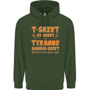 Funny T-Rex Dinosaur Mens 80% Cotton Hoodie Forest Green