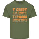 Funny T-Rex Dinosaur Mens Cotton T-Shirt Tee Top Military Green