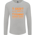 Funny T-Rex Dinosaur Mens Long Sleeve T-Shirt Sports Grey