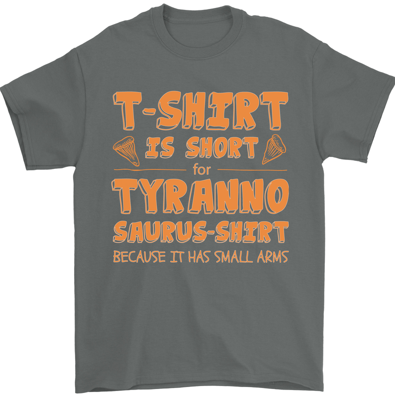 Funny T-Rex Dinosaur Mens T-Shirt 100% Cotton Charcoal