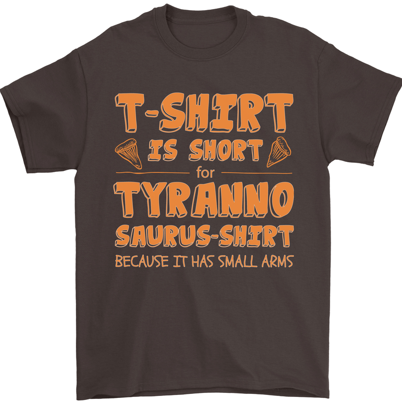 Funny T-Rex Dinosaur Mens T-Shirt 100% Cotton Dark Chocolate