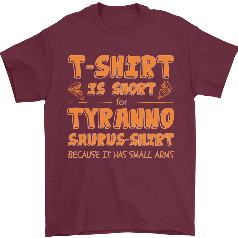 Funny T-Rex Dinosaur Mens T-Shirt 100% Cotton Maroon