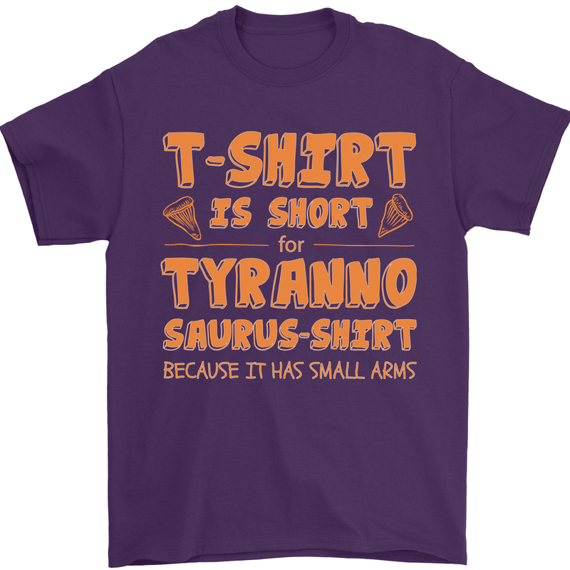 Funny T-Rex Dinosaur Mens T-Shirt 100% Cotton Purple