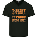 Funny T-Rex Dinosaur Mens V-Neck Cotton T-Shirt Black