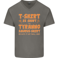 Funny T-Rex Dinosaur Mens V-Neck Cotton T-Shirt Charcoal