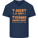 Funny T-Rex Dinosaur Mens V-Neck Cotton T-Shirt Navy Blue