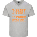 Funny T-Rex Dinosaur Mens V-Neck Cotton T-Shirt Sports Grey