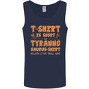 Funny T-Rex Dinosaur Mens Vest Tank Top Navy Blue