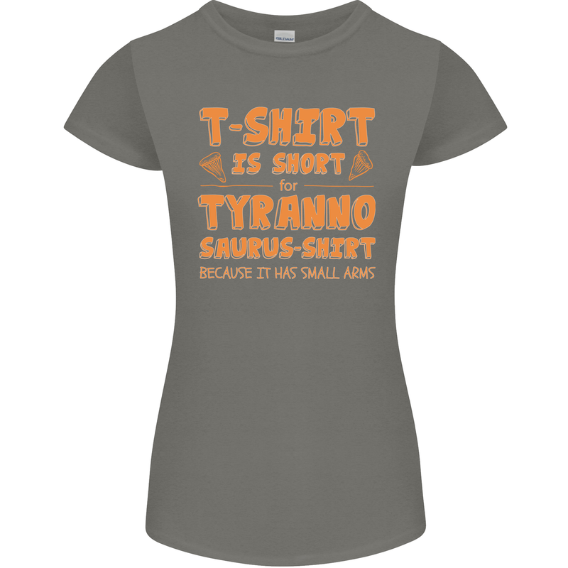 Funny T-Rex Dinosaur Womens Petite Cut T-Shirt Charcoal