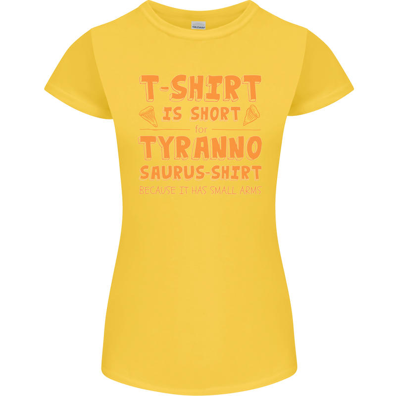 Funny T-Rex Dinosaur Womens Petite Cut T-Shirt Yellow