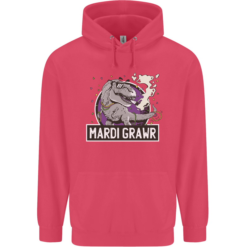 Funny T-Rex Mardi Gras Grawr Dinosaur Childrens Kids Hoodie Heliconia