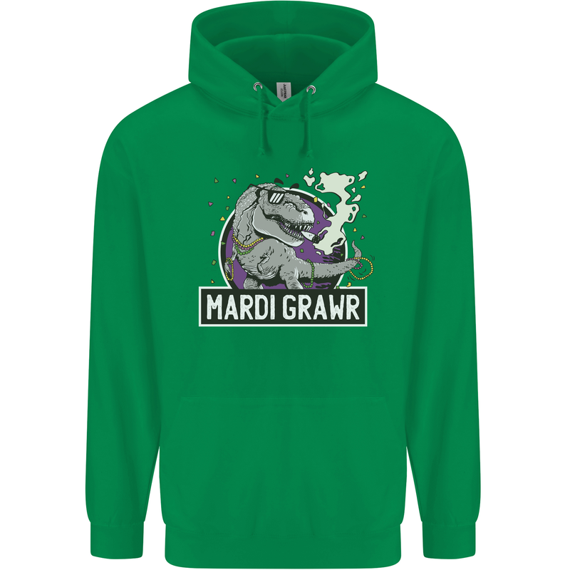 Funny T-Rex Mardi Gras Grawr Dinosaur Childrens Kids Hoodie Irish Green