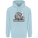 Funny T-Rex Mardi Gras Grawr Dinosaur Childrens Kids Hoodie Light Blue