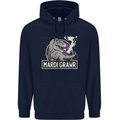 Funny T-Rex Mardi Gras Grawr Dinosaur Childrens Kids Hoodie Navy Blue