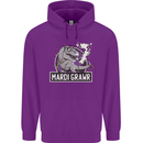 Funny T-Rex Mardi Gras Grawr Dinosaur Childrens Kids Hoodie Purple