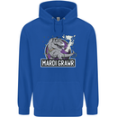 Funny T-Rex Mardi Gras Grawr Dinosaur Childrens Kids Hoodie Royal Blue
