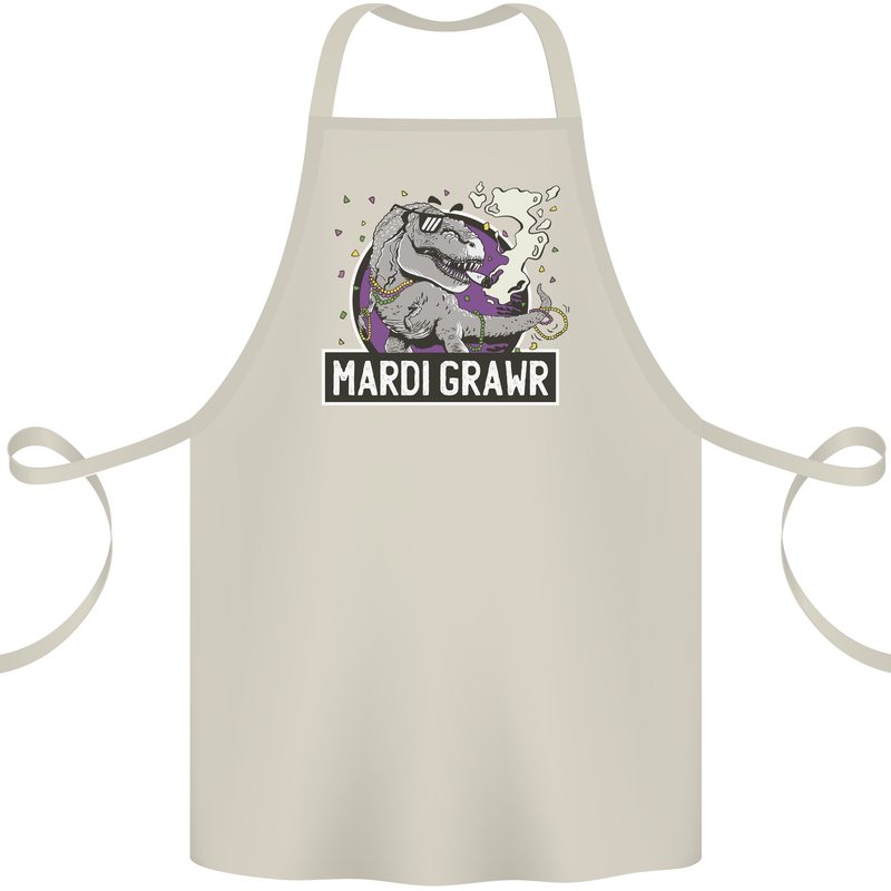 Funny T-Rex Mardi Gras Grawr Dinosaur Cotton Apron 100% Organic Natural