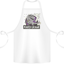 Funny T-Rex Mardi Gras Grawr Dinosaur Cotton Apron 100% Organic White