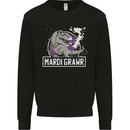 Funny T-Rex Mardi Gras Grawr Dinosaur Kids Sweatshirt Jumper Black