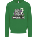 Funny T-Rex Mardi Gras Grawr Dinosaur Kids Sweatshirt Jumper Irish Green