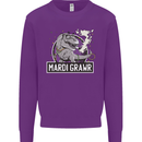 Funny T-Rex Mardi Gras Grawr Dinosaur Kids Sweatshirt Jumper Purple