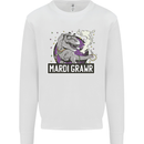 Funny T-Rex Mardi Gras Grawr Dinosaur Kids Sweatshirt Jumper White