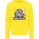 Funny T-Rex Mardi Gras Grawr Dinosaur Kids Sweatshirt Jumper Yellow
