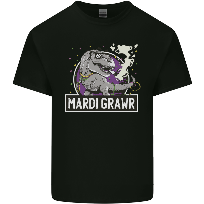 Funny T-Rex Mardi Gras Grawr Dinosaur Kids T-Shirt Childrens Black