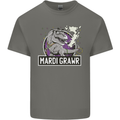 Funny T-Rex Mardi Gras Grawr Dinosaur Kids T-Shirt Childrens Charcoal