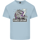 Funny T-Rex Mardi Gras Grawr Dinosaur Kids T-Shirt Childrens Light Blue